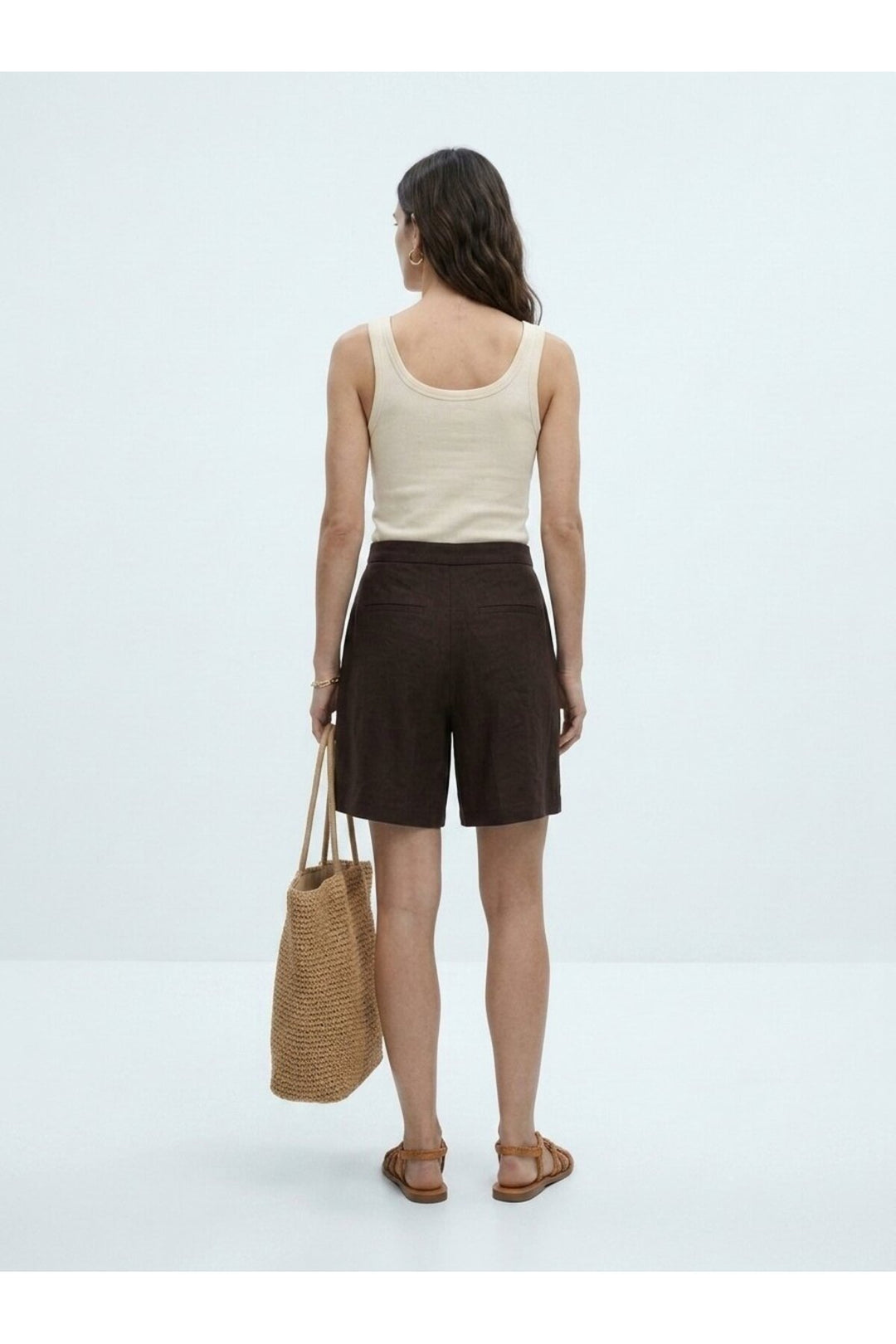 LTB Short plissé marron taille haute - Marron