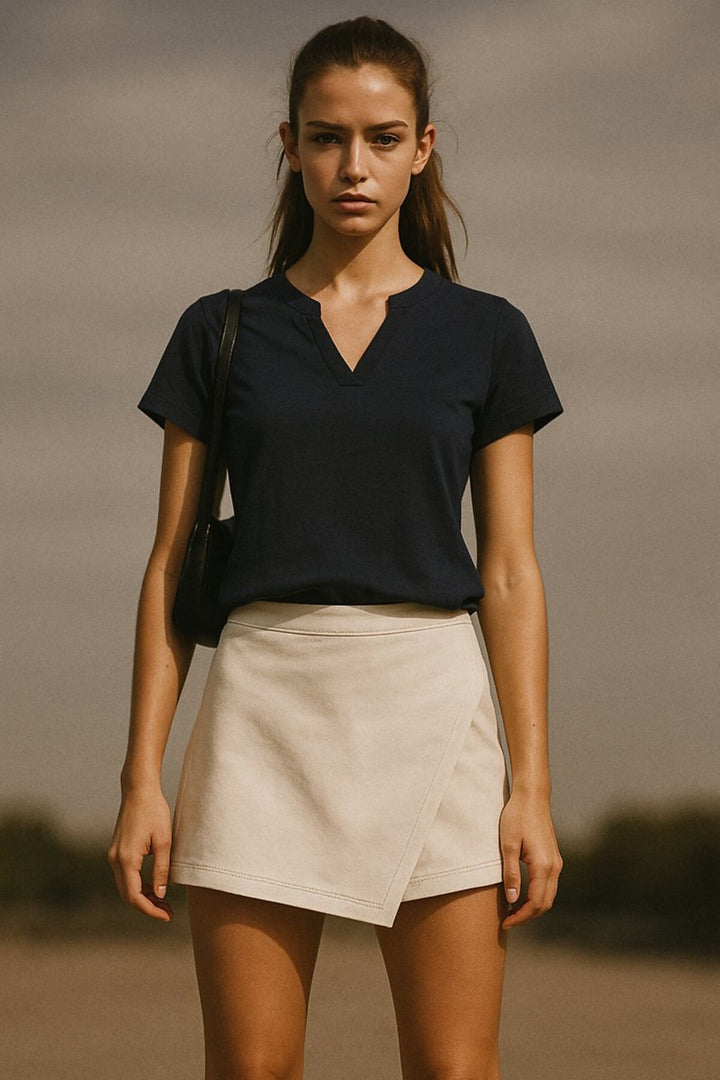 LTB Shara - Jupe short basique en jean bleu avec fermeture éclair au dos