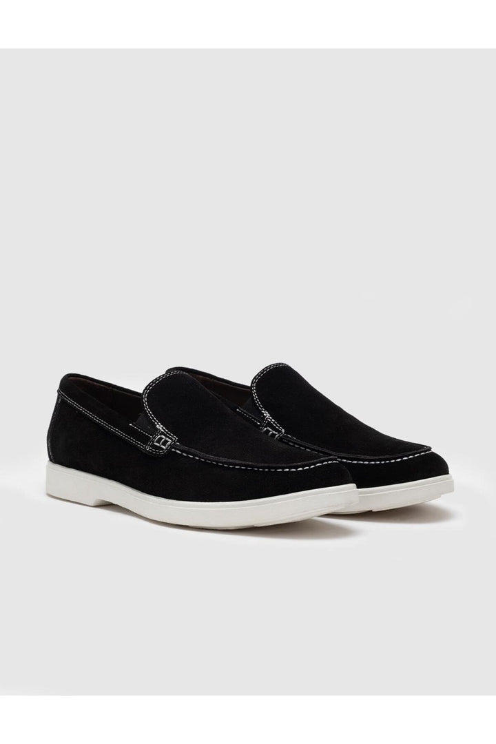 Cabani Shoes Chaussures de ville pour hommes en cuir véritable avec semelle antidérapante, noires. - Noir