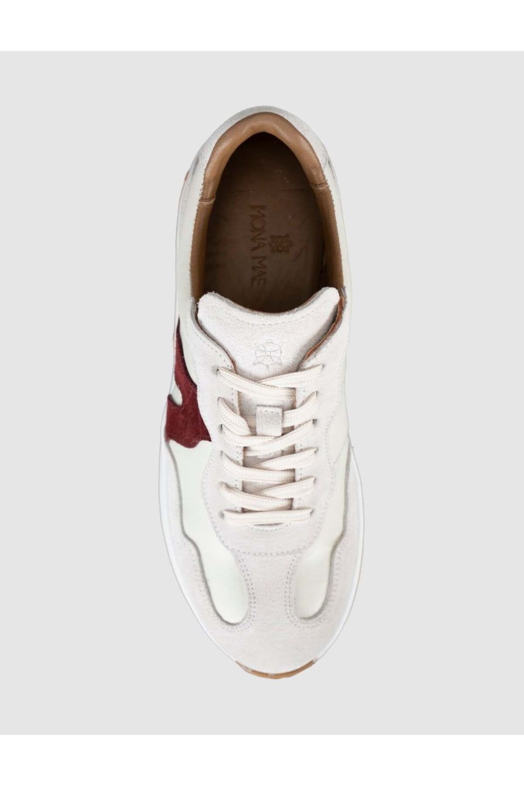 Cabani Shoes Baskets femme en cuir véritable blanc avec détails bordeaux - Blanc