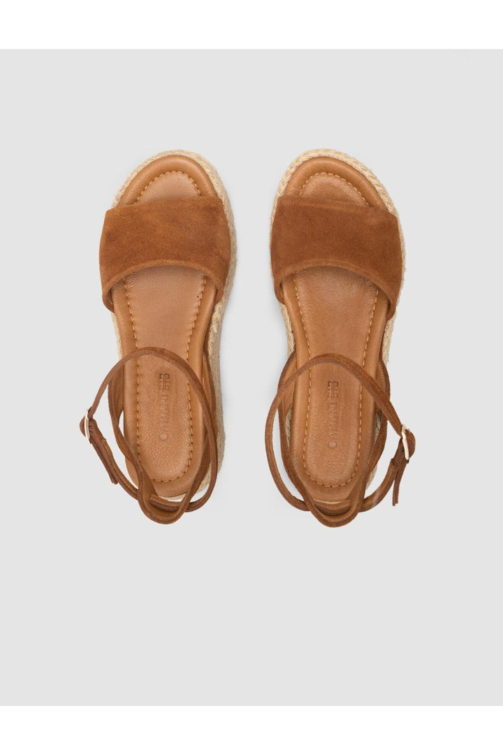Cabani Shoes Sandales en suède pour femmes en cuir véritable 100% couleur tabac - Tabac