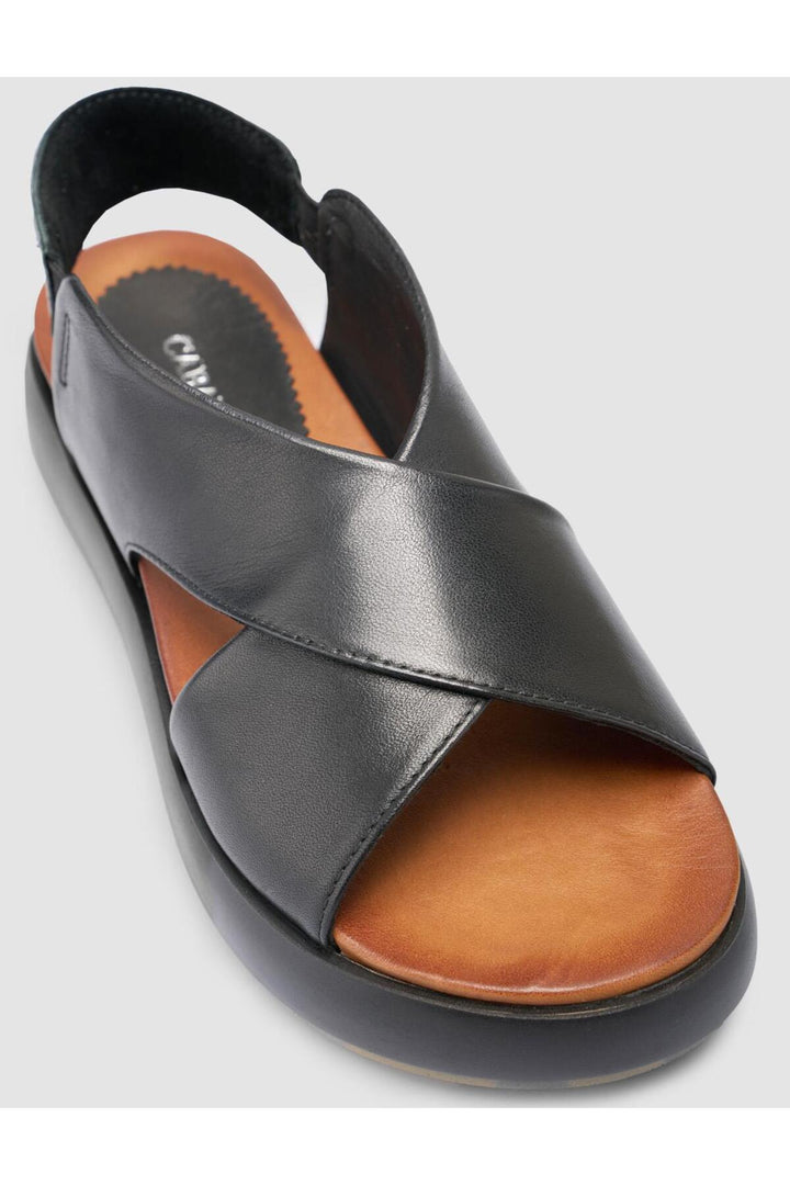 Cabani Shoes %100 Cuir véritable Sandales noires pour femmes - Multicolore