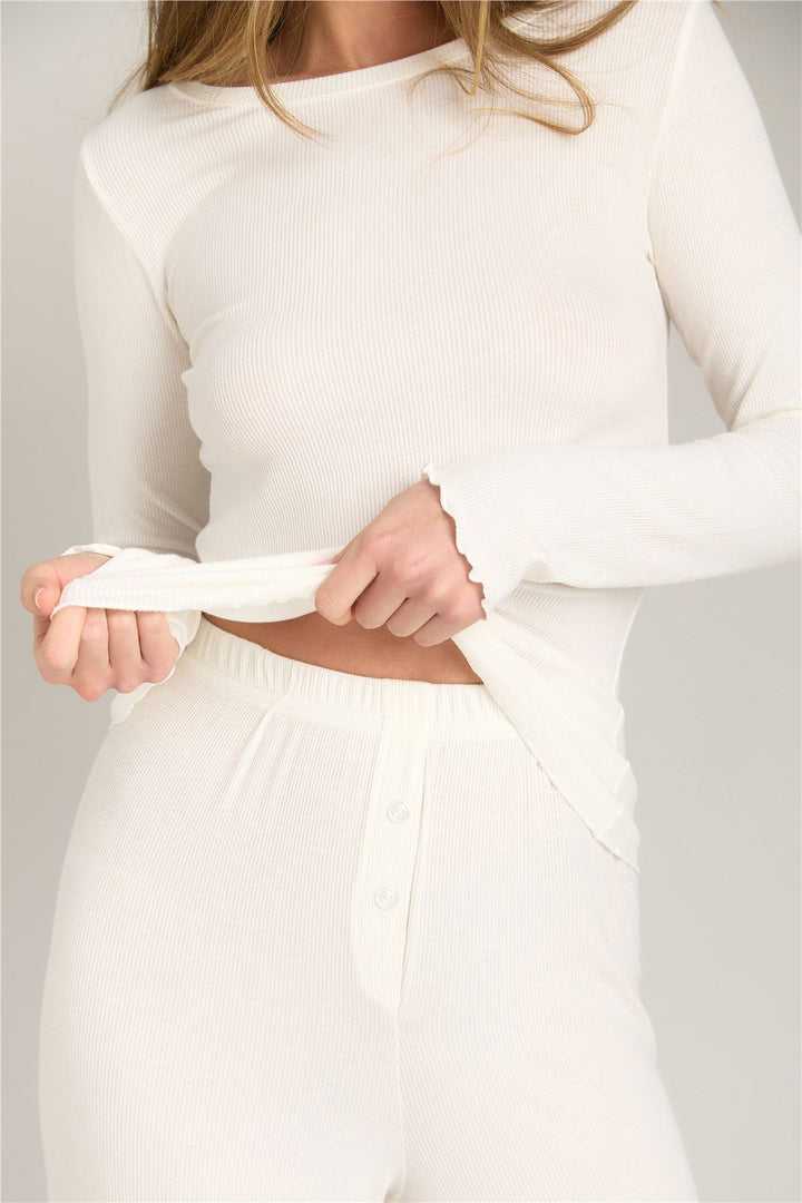 Lovely Things DEBRA Pantalon de pyjama en jersey mélangé - Écru