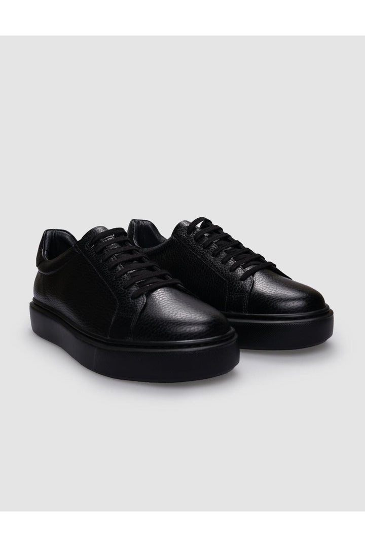 Cabani Shoes Chaussures de sport pour hommes en cuir véritable noir à lacets 100% - Noir