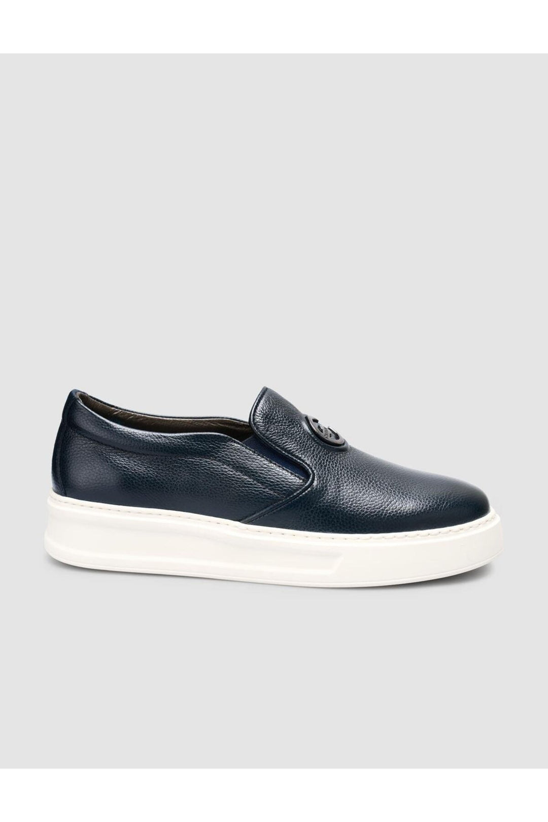 Cabani Shoes Chaussures de ville pour hommes en cuir véritable 100% Bleu marine avec détails de logo. - Bleu marine