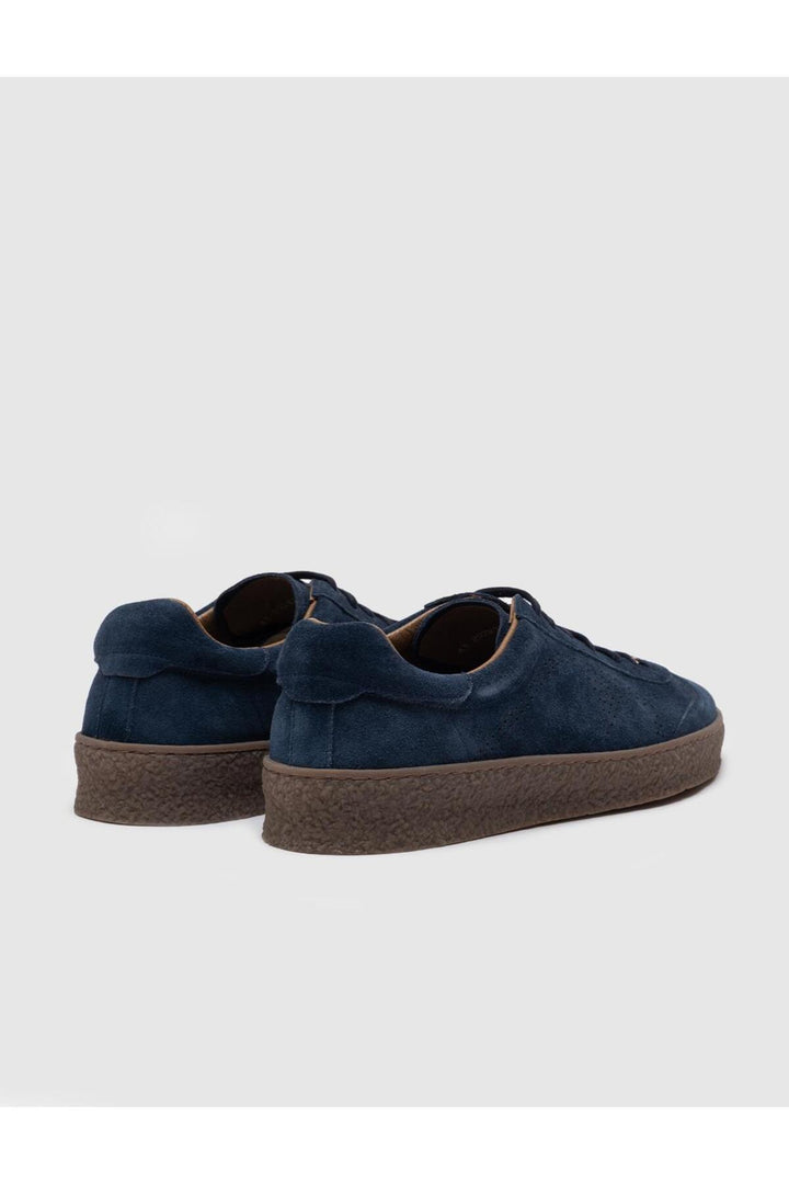 Cabani Shoes Chaussures de sport pour hommes en cuir véritable bleu marine à lacets avec semelle en caoutchouc. - Bleu marine