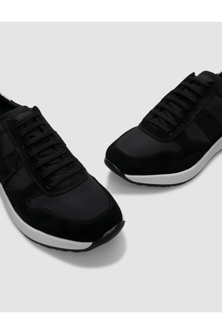 Cabani Shoes %100 Cuir Véritable Noir Suédé Chaussures de Sport pour Hommes à Lacets - Noir