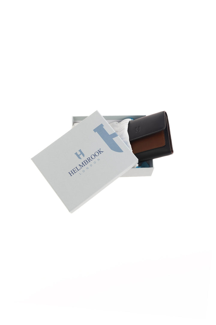helmbrook Grand portefeuille pour femme Eleanor en cuir véritable Black-taba avec fermeture à glissière fabriquée à la main Rfid Protégé Couvercle Fermeture Éclair