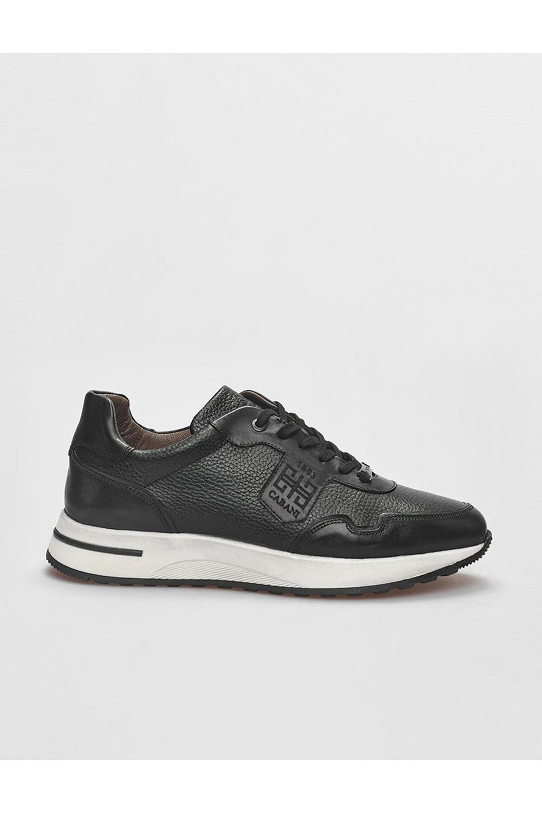 Cabani Shoes Chaussures de sport pour hommes en cuir véritable noires à lacets - Noir