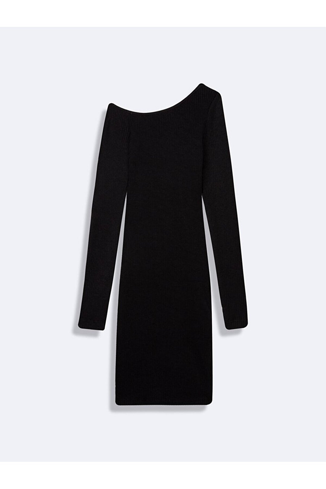 LTB Robe noire à col asymétrique et manches longues