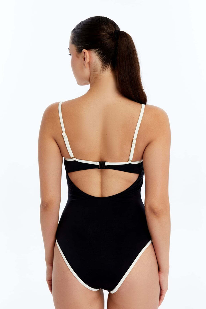 Lovely Things Maillot de bain sans bretelles Virginia - Noir et blanc