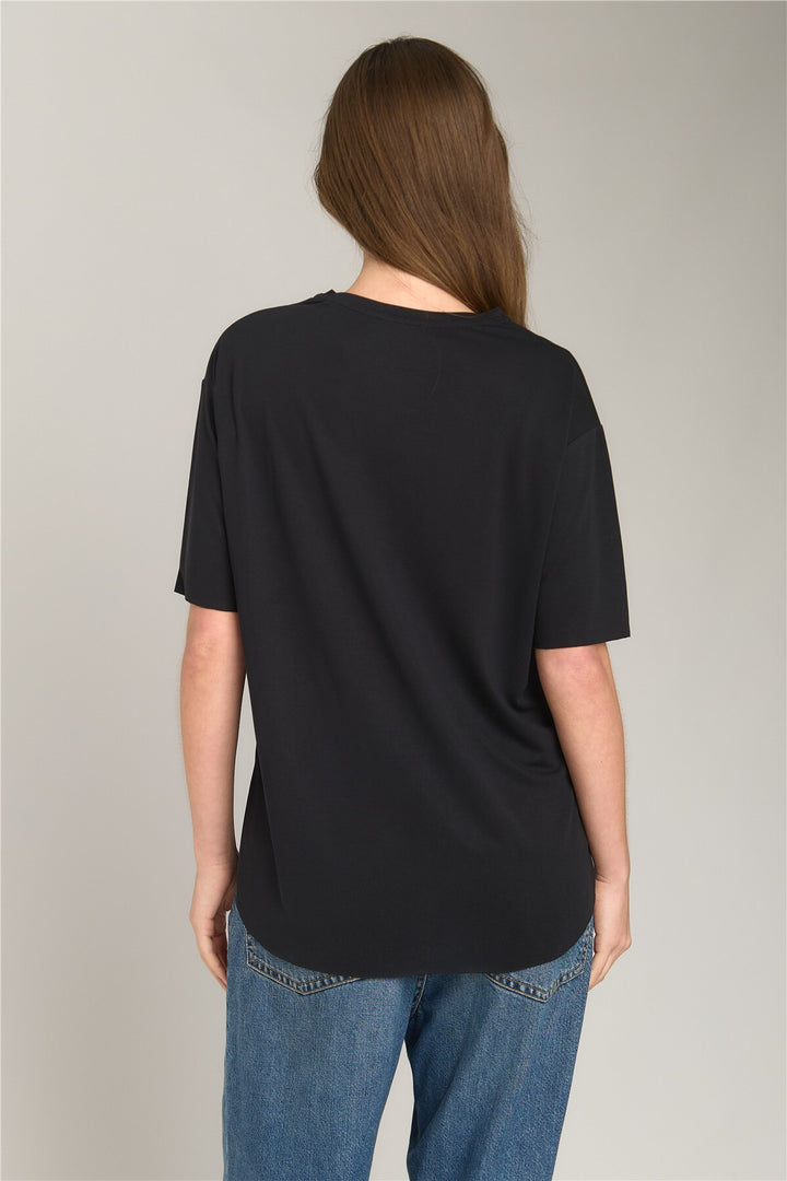 Lovely Things ADELE Basic T-shirt sans couture Haut de vêtements Pyjama - Noir