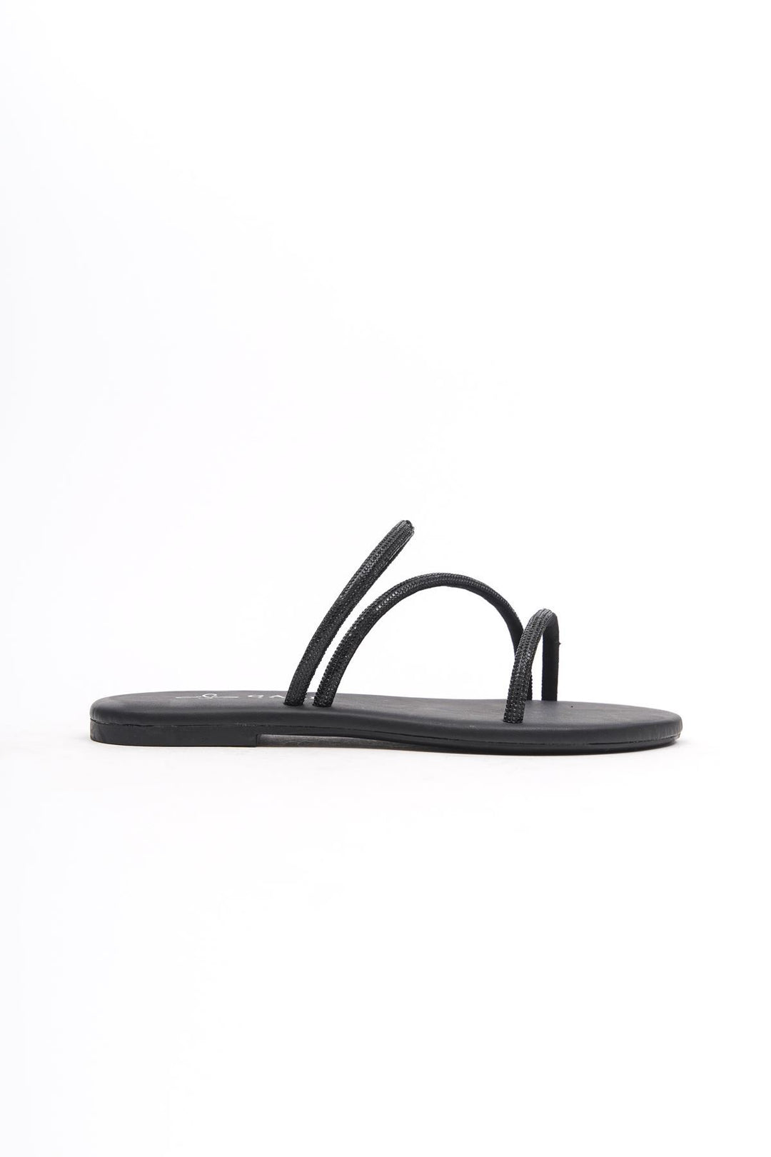 Wavelys Areta Sandales Femme à Talon Bas en Pierre Brillante Cristal Gate Shoes - Noir