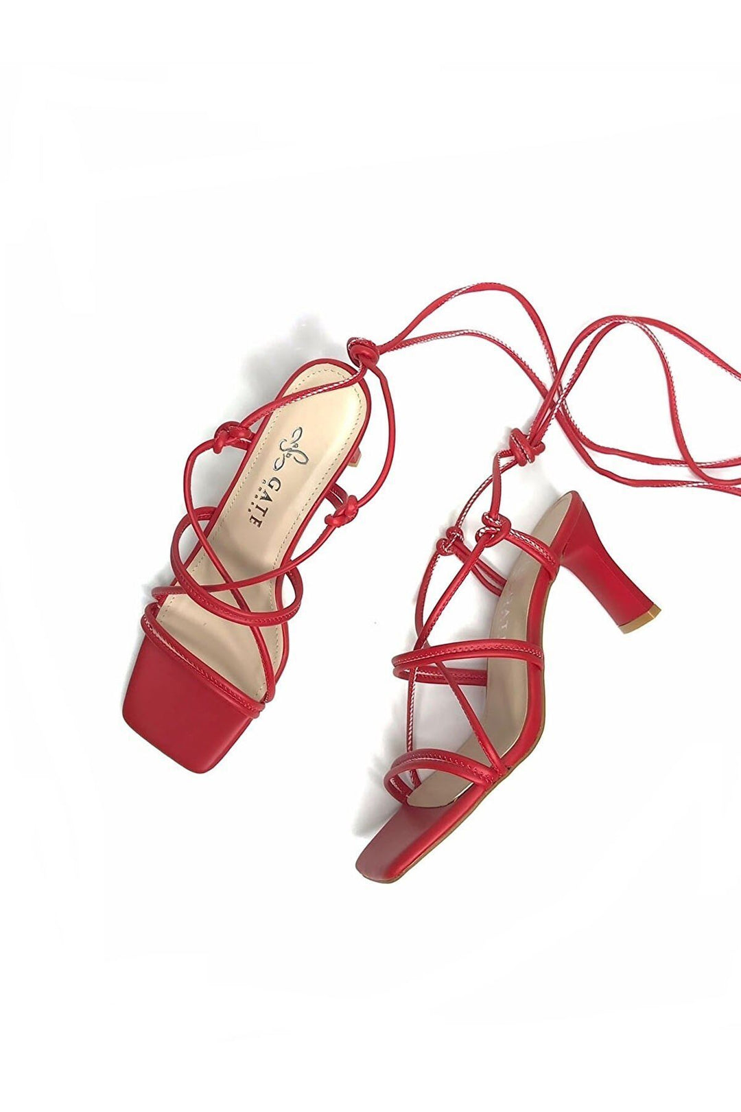 Wavelys Chaussures à talons classiques à lanières et à cordon pour femmes Gate Shoes - Rouge