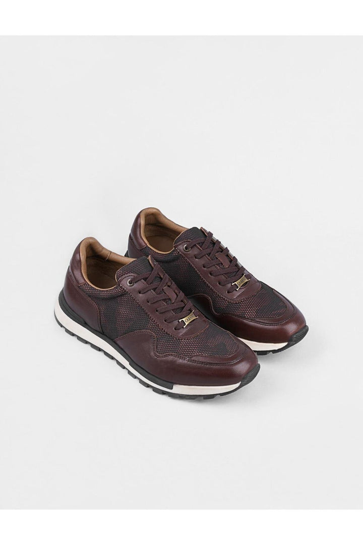 Cabani Shoes Chaussures de sport pour hommes en cuir véritable marron à lacets - Marron