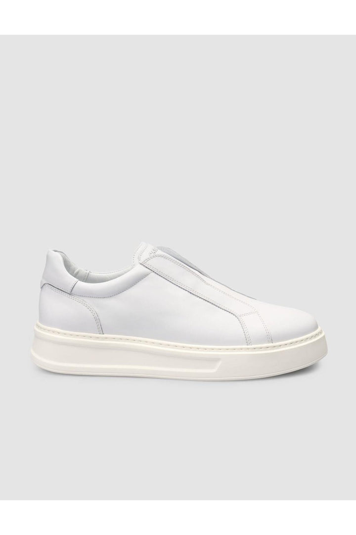 Cabani Shoes %100 Cuir véritable Baskets hommes blanches unies - Blanc