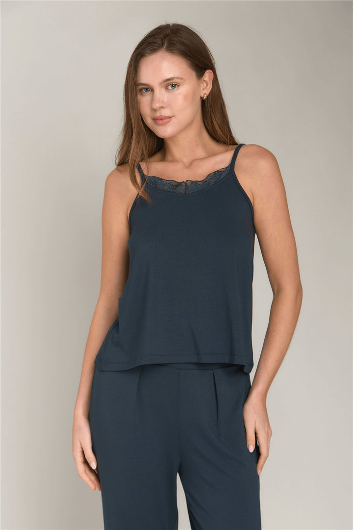 Lovely Things Pantalon de pyjama étroit en tricot ELLA - Anthracite