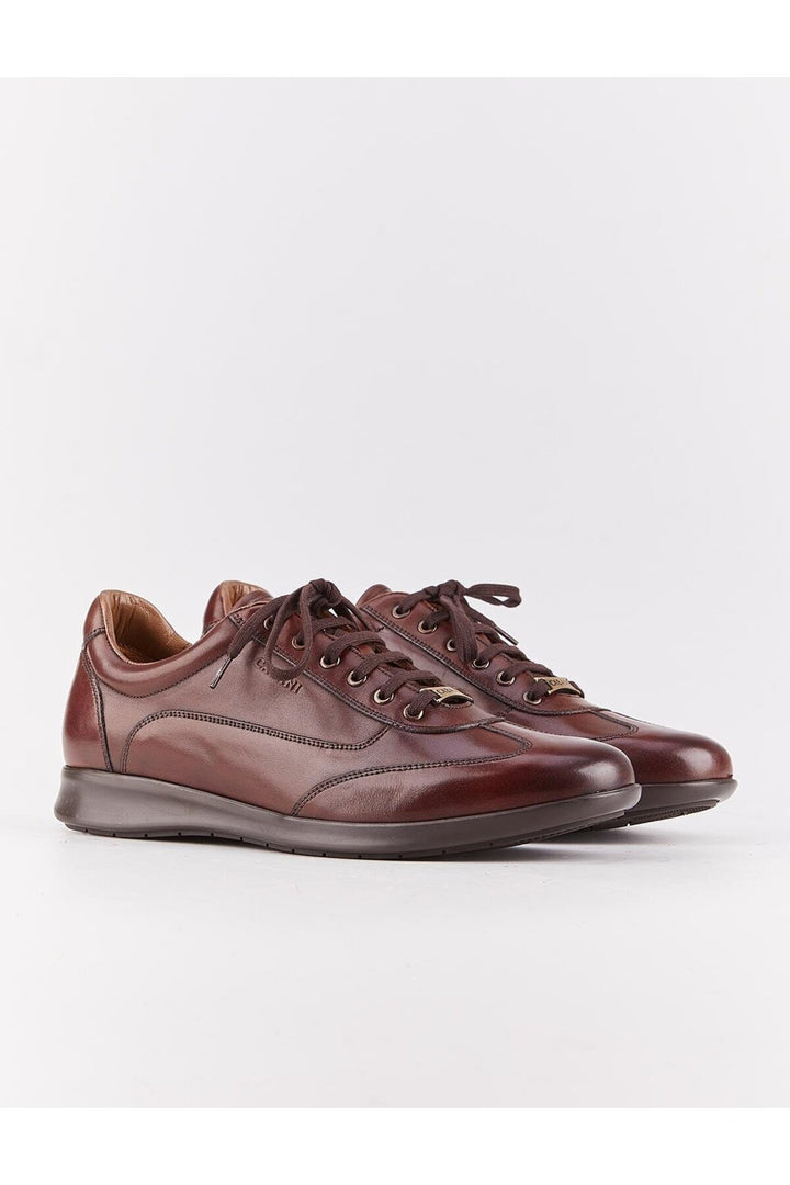 Cabani Shoes Chaussures de ville pour hommes en cuir véritable, marron, à lacets, avec semelle en caoutchouc. - Marron