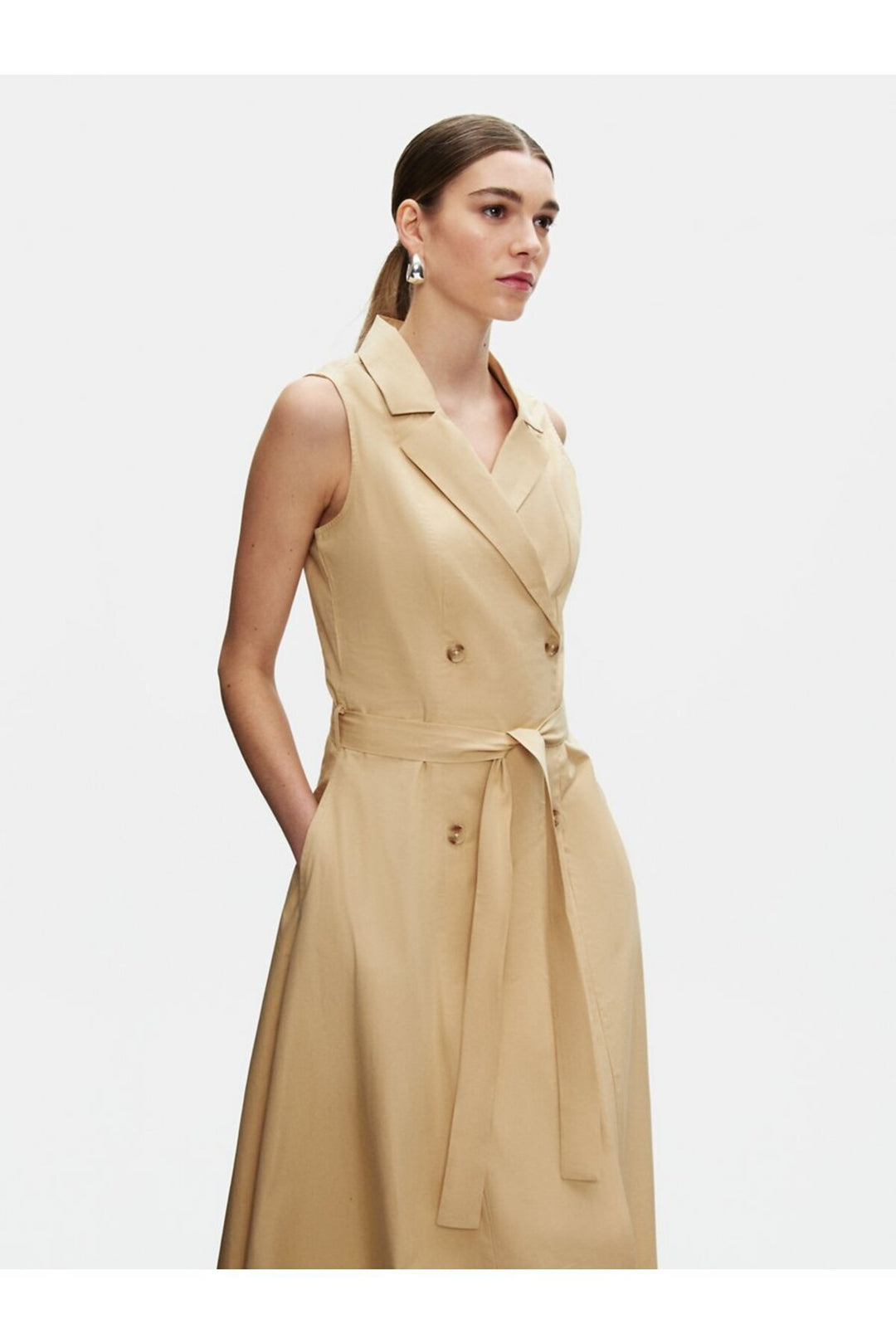 LTB Robe Beige Longue Boutonnée - Beige
