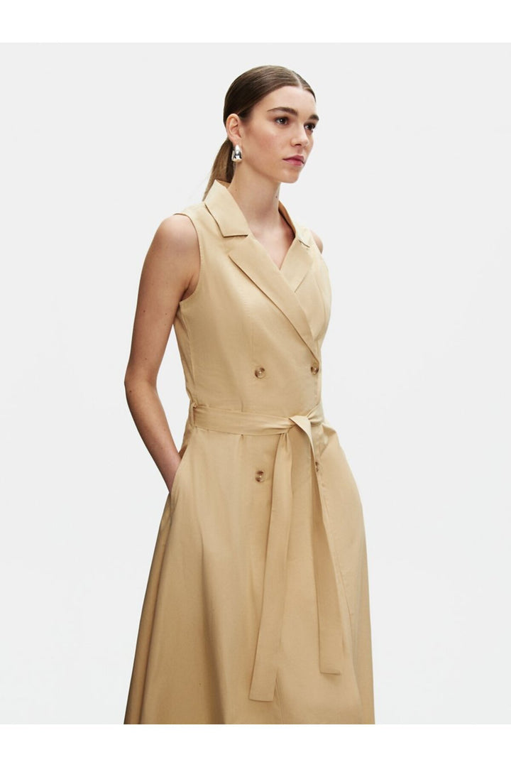 LTB Robe Beige Longue Boutonnée - Beige
