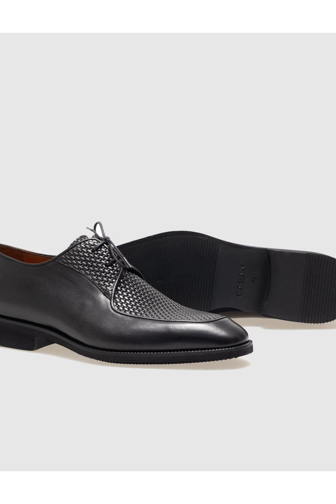 Cabani Shoes Chaussures classiques pour hommes en cuir véritable noires à lacets - Noir