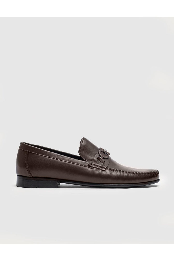 Cabani Shoes Chaussures classiques pour hommes en cuir véritable marron avec boucle - Marron