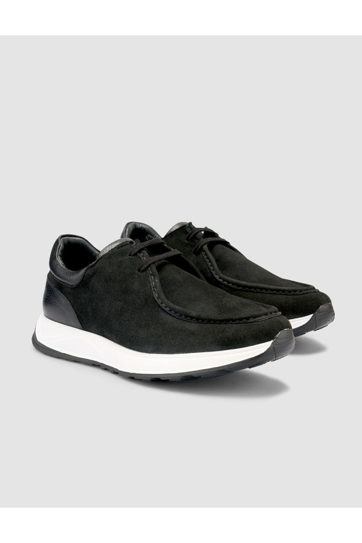 Cabani Shoes Chaussures décontractées pour hommes en cuir suédé noir 100% véritable - Noir