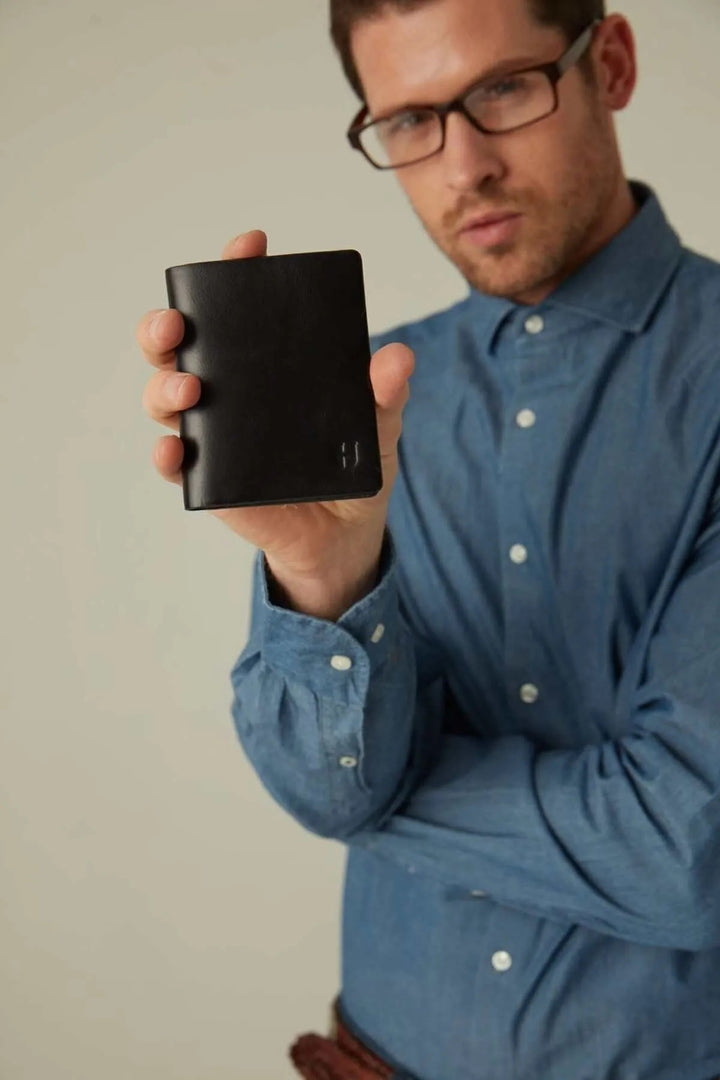 helmbrook Portefeuille en cuir véritable pour homme Slim Design Multi-Bay RFID Protégé Dayton Noir