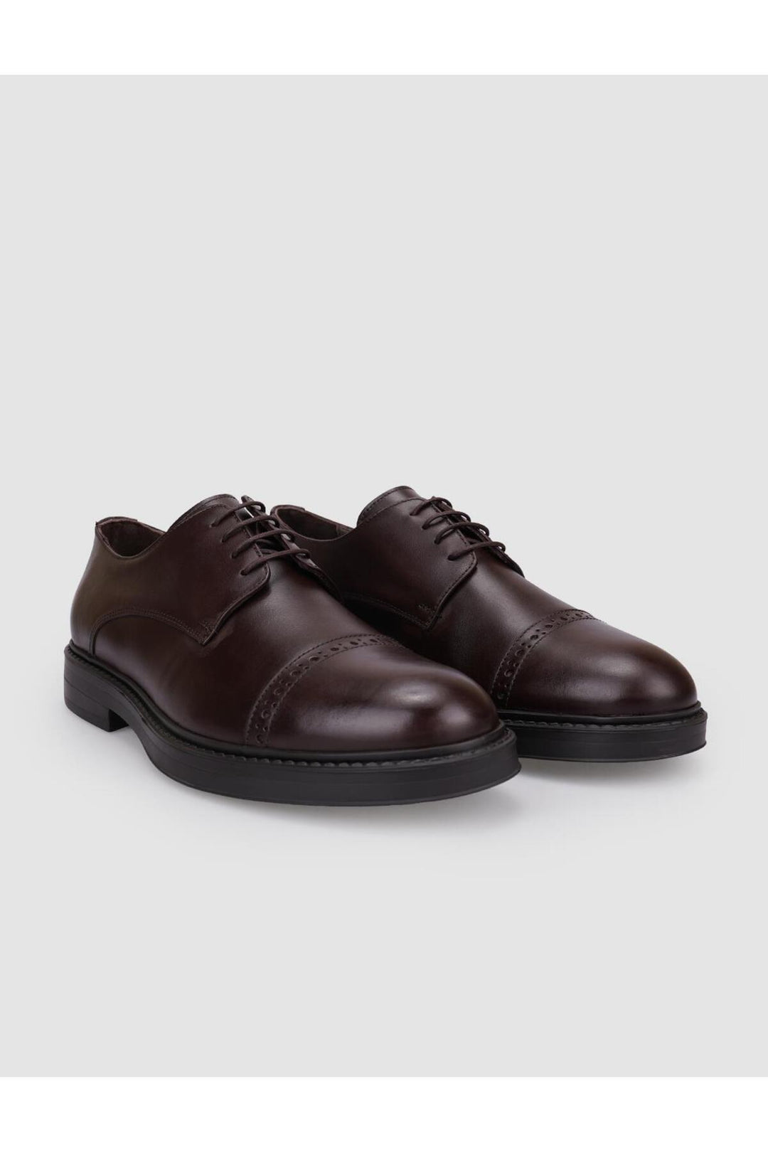 Cabani Shoes Chaussures de ville pour hommes en cuir véritable 100 % marron à lacets - Marron