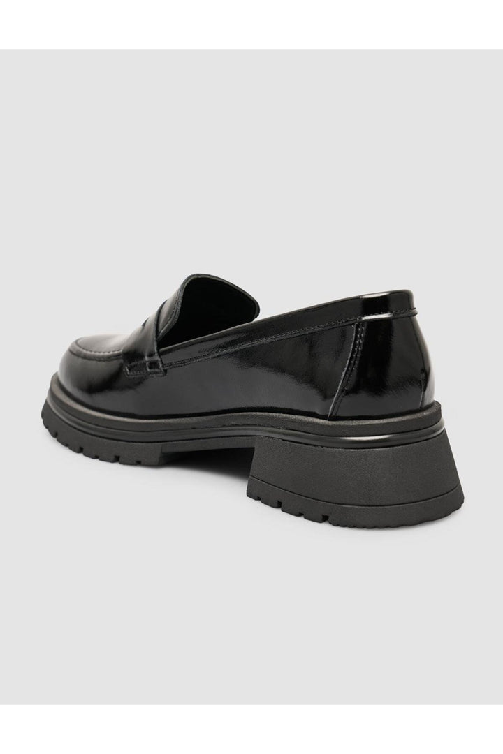 Cabani Shoes Chaussures Loafer Femme en Cuir Verni Noir - Noir