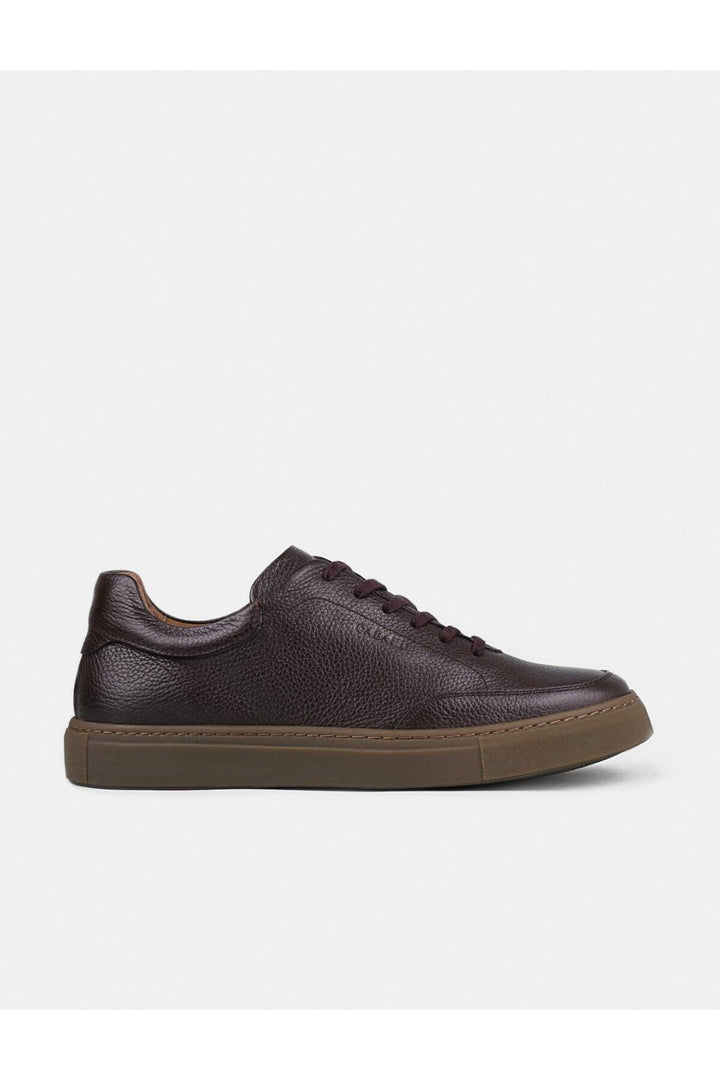 Cabani Shoes Chaussures de sport pour hommes en cuir véritable marron avec lacets et semelle en caoutchouc. - Marron