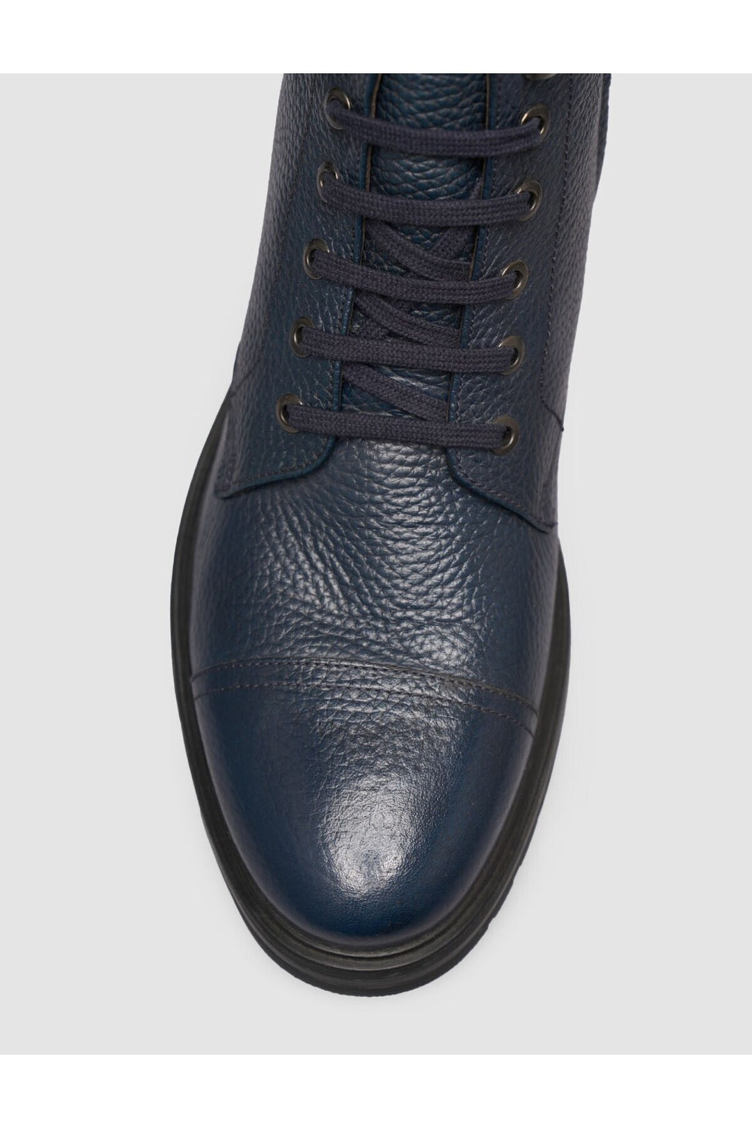Cabani Shoes Bottines de ville pour homme en cuir véritable bleu marine à lacets et fermeture éclair - Bleu marine