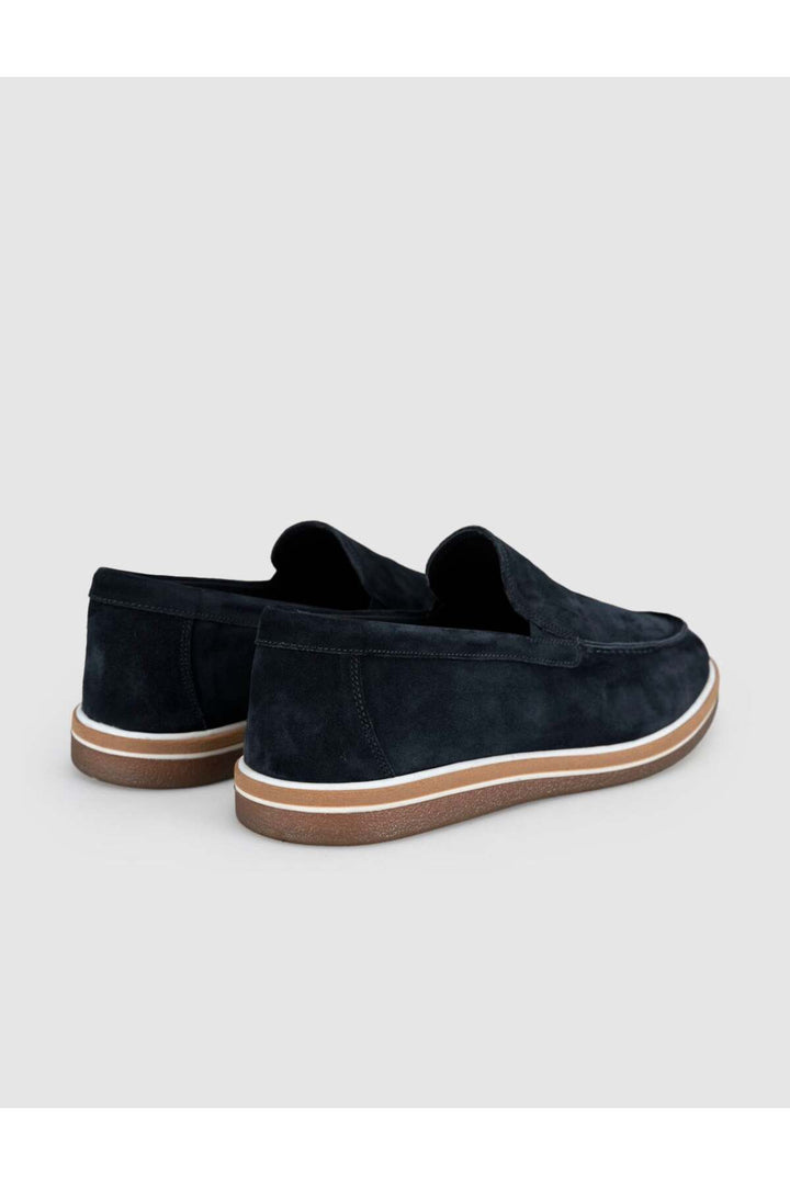 Cabani Shoes Bleu marine Suède Cuir véritable Chaussures Loafer Homme - Multicolore