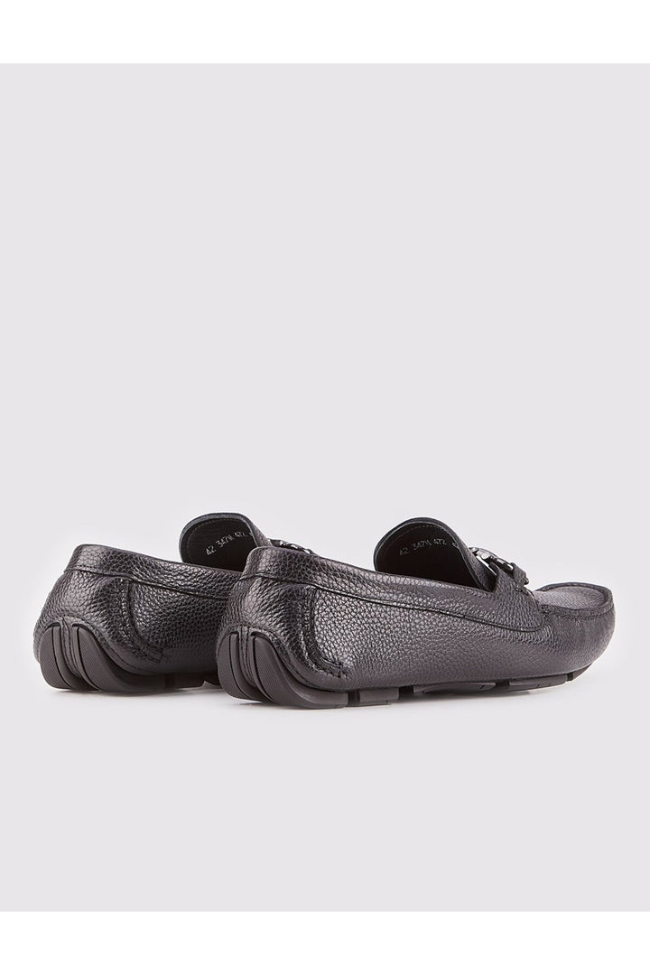 Cabani Shoes Chaussures Loafer Noires en Cuir Véritable avec Détails de Boucle pour Homme - Noir