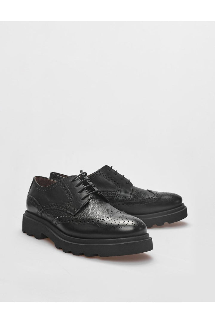 Cabani Shoes Chaussures de ville pour hommes en cuir véritable noires à lacets - Noir