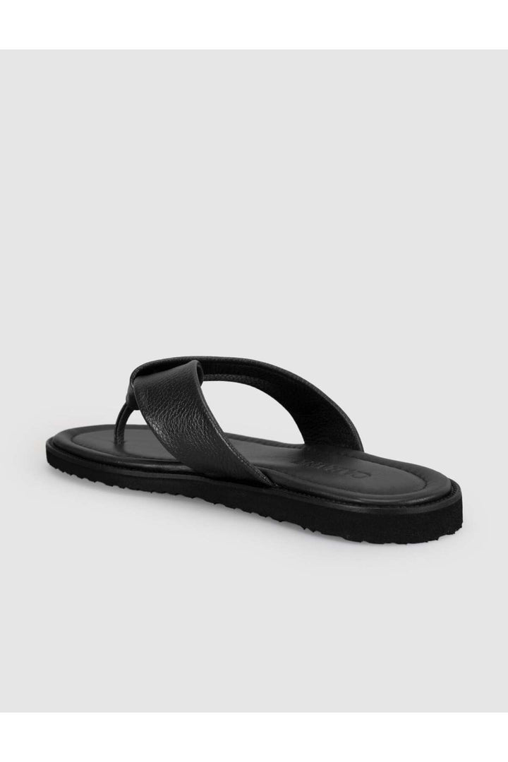 Cabani Shoes Sandales en cuir véritable noires pour hommes à entre-doigts - Noir
