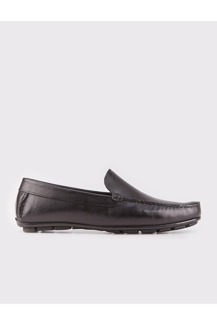 Cabani Shoes Chaussures Loafer pour hommes en cuir véritable sans lacets noires - Noir