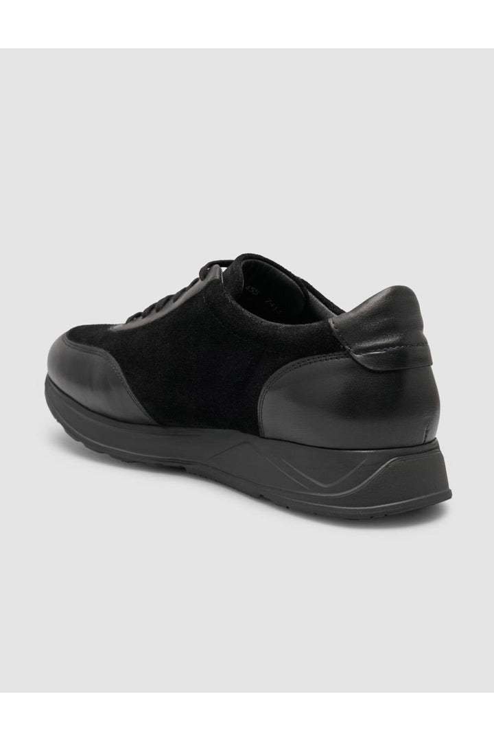 Cabani Shoes Chaussures de sport pour hommes en cuir véritable noir avec détails en daim à 100% - Noir