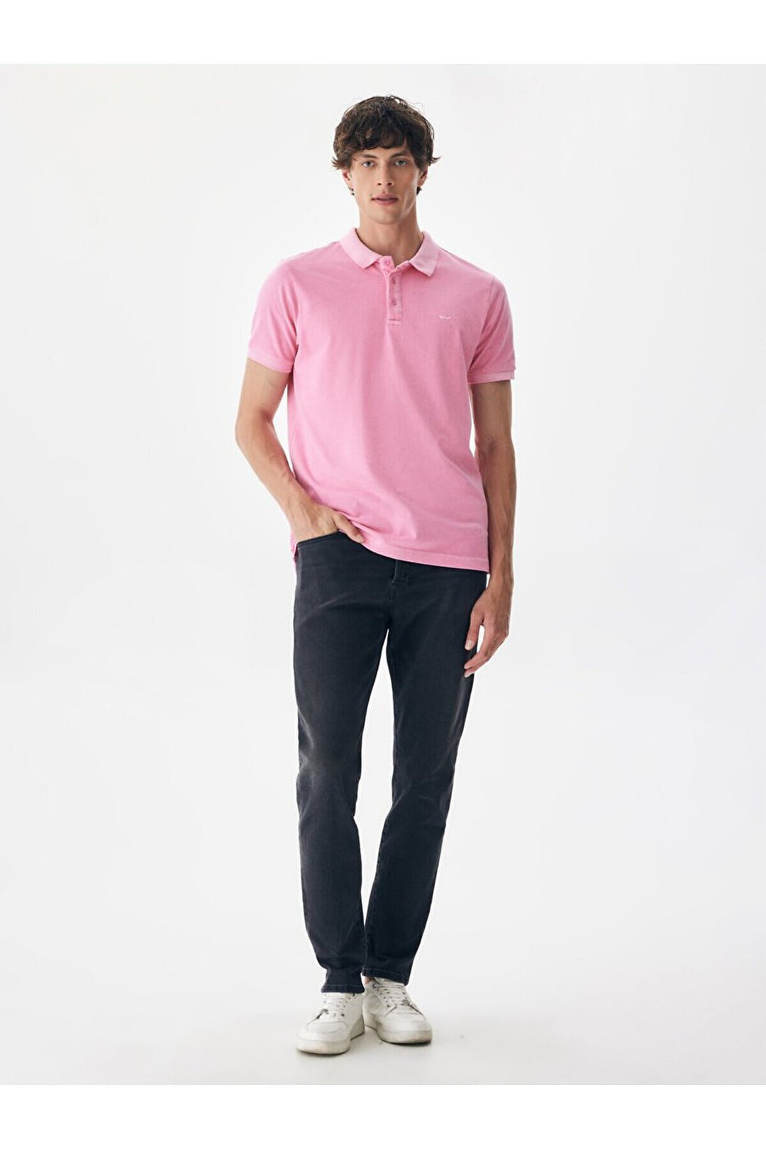 LTB T-shirt rose à col roulé et effet pâle