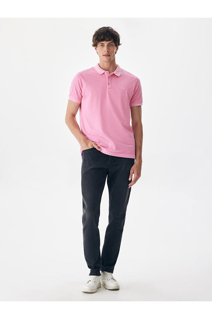 LTB T-shirt rose à col roulé et effet pâle