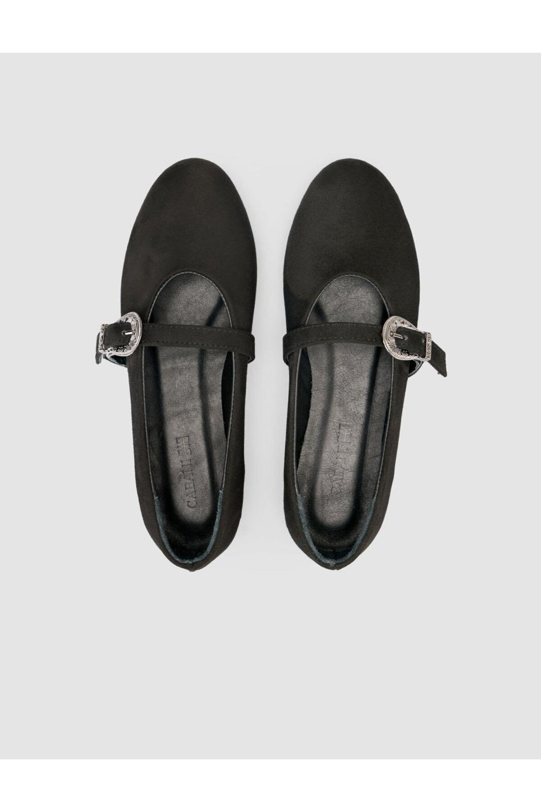 Cabani Shoes Ballerines noires pour femmes avec détail de boucle en suède Saros. - Noir