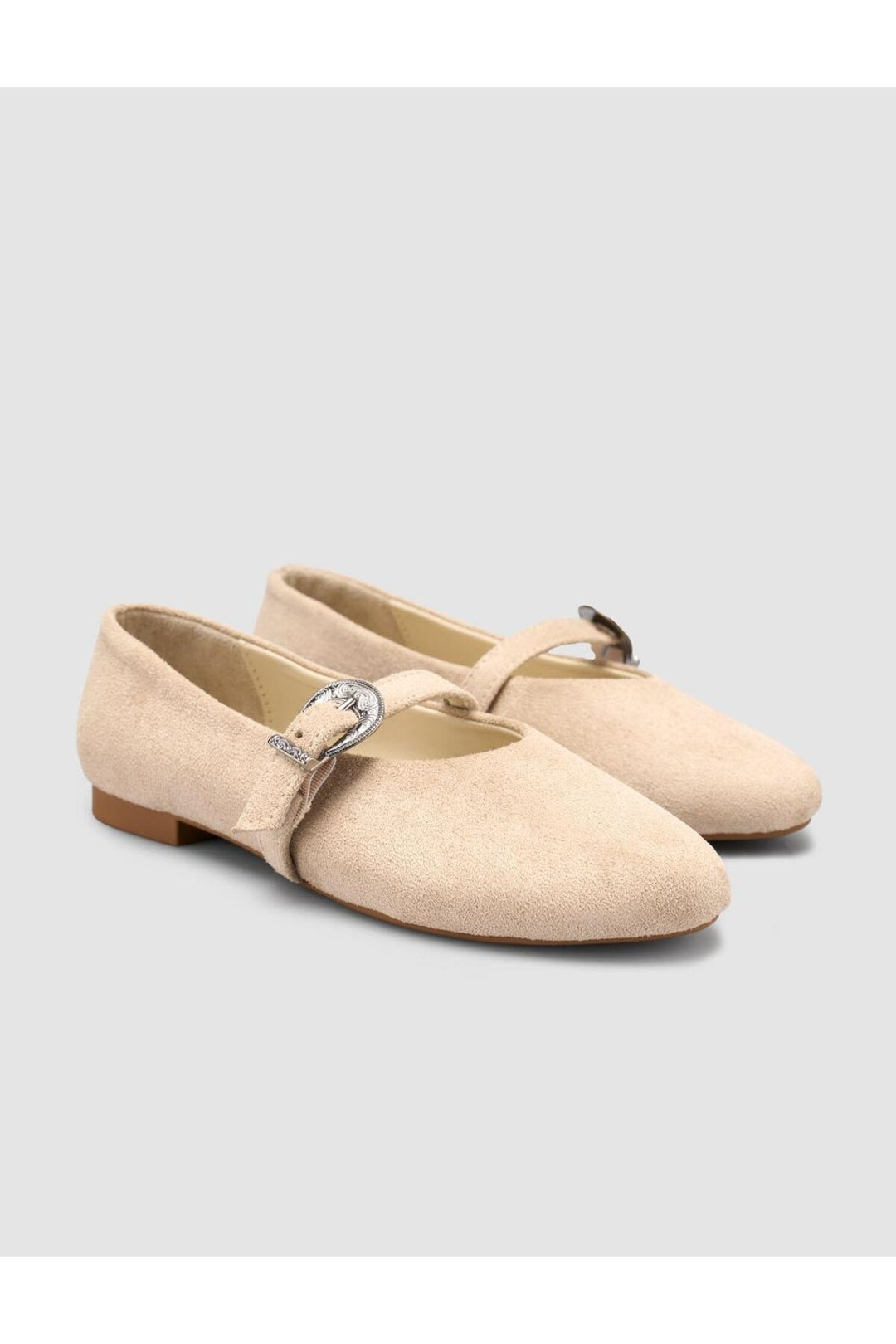 Cabani Shoes Ballerines femmes beige avec détail de boucle en suède Saros - Beige