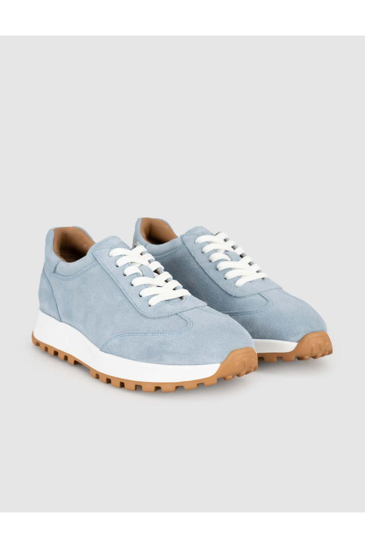 Cabani Shoes Baskets femme en cuir suédé bleu glacier - Multicolore