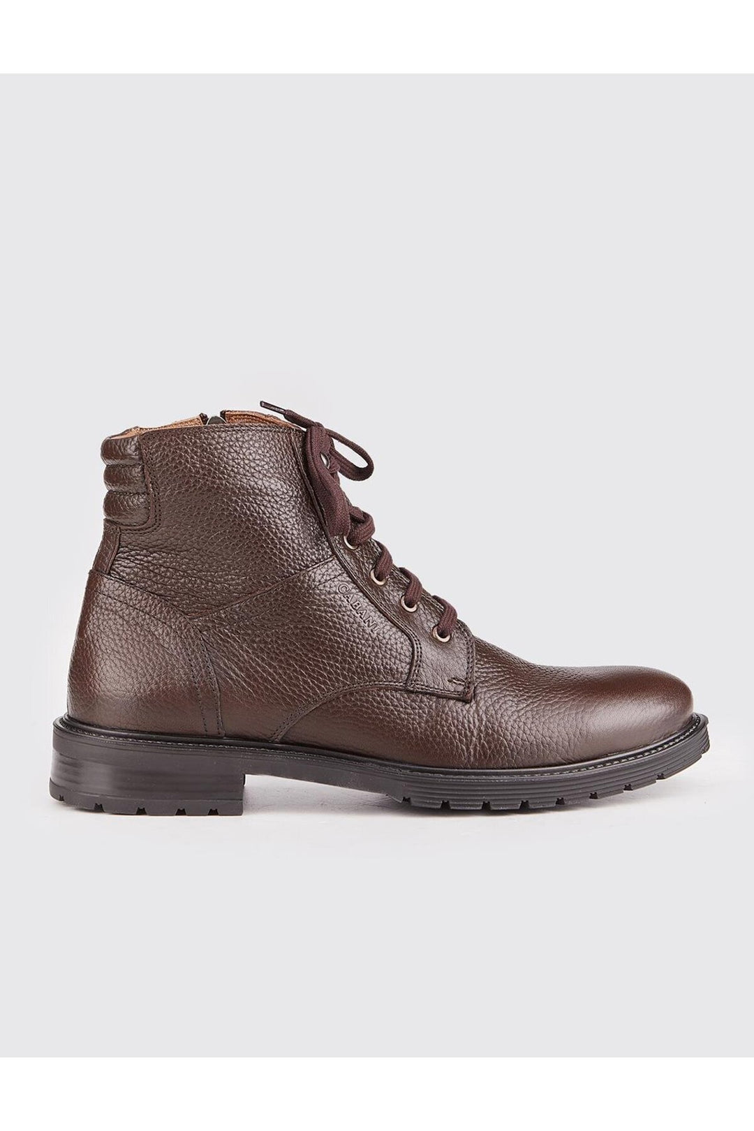 Cabani Shoes Bottines pour hommes en cuir véritable avec semelle en caoutchouc, marron, à lacets. - Multicolore