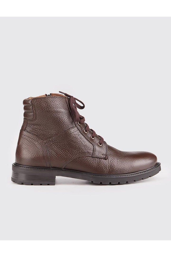 Cabani Shoes Bottines pour hommes en cuir véritable avec semelle en caoutchouc, marron, à lacets. - Multicolore