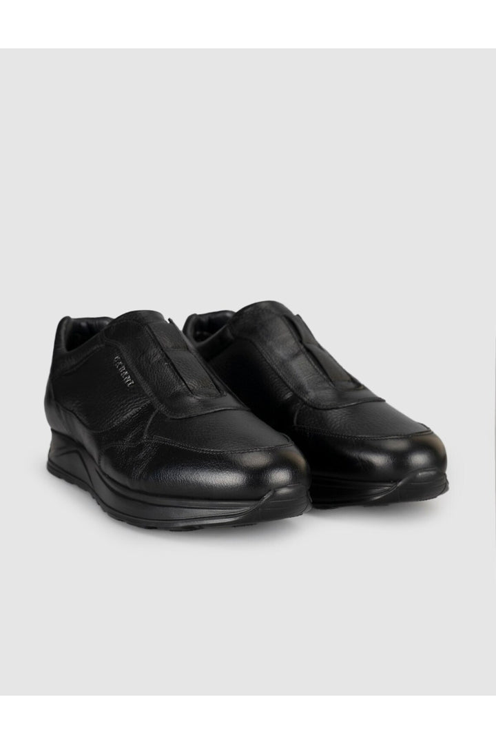 Cabani Shoes Bottines décontractées pour hommes en cuir véritable noir avec fourrure, sans lacets. - Multicolore