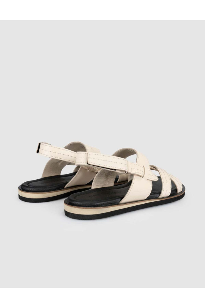Cabani Shoes Sandale quotidienne pour homme en cuir véritable beige - Multicolore