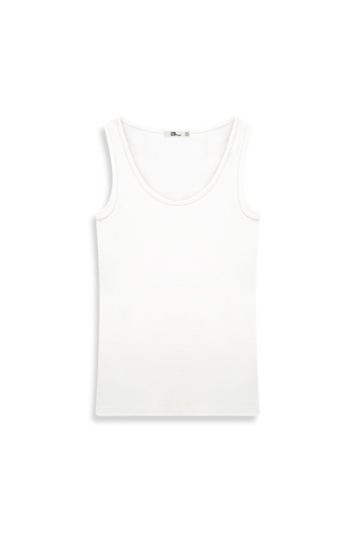 LTB Singlet crème basique sans manches à col en U