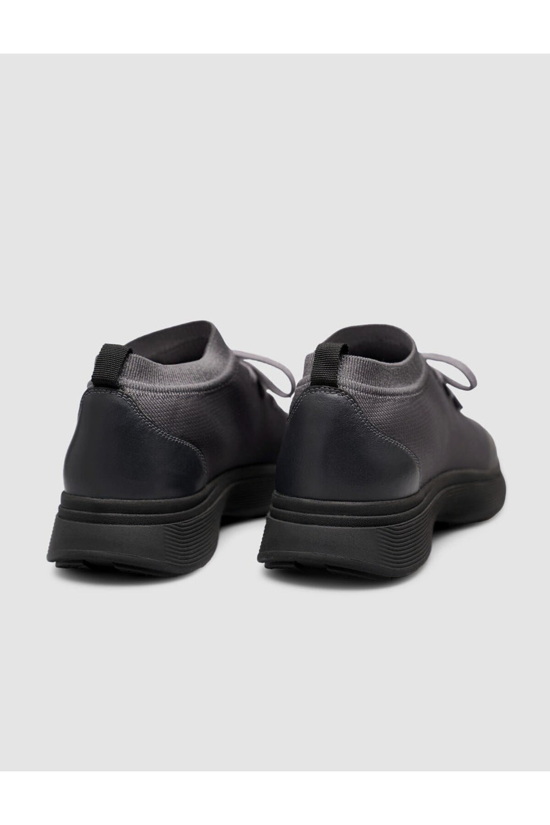 Cabani Shoes Sneakers pour hommes en tricot et en cuir de veau véritable gris foncé - Multicolore