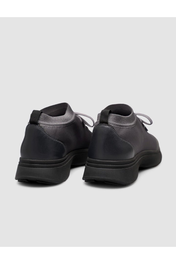 Cabani Shoes Sneakers pour hommes en tricot et en cuir de veau véritable gris foncé - Multicolore